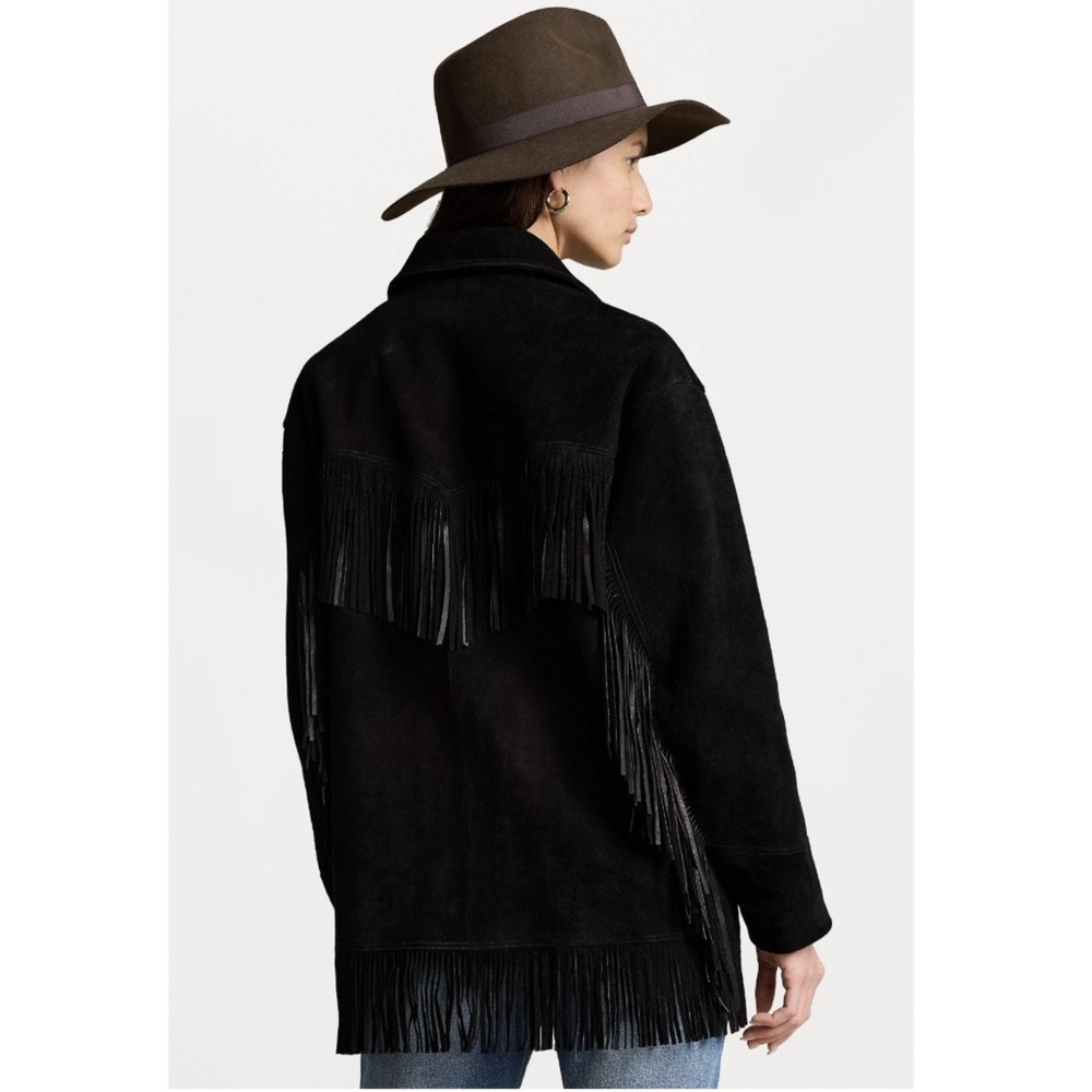 NWT Polo Ralph Lauren Fringe Suede Western Jacket in Black, Size XXL - Picture 2 of 16